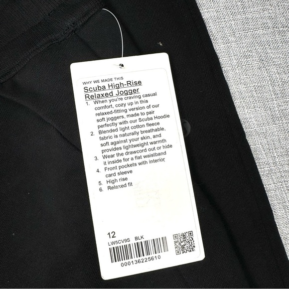 Lululemon Scuba Hogger Pants High Rise Relaxed Black Size 12 NWT - Picture 10 of 10